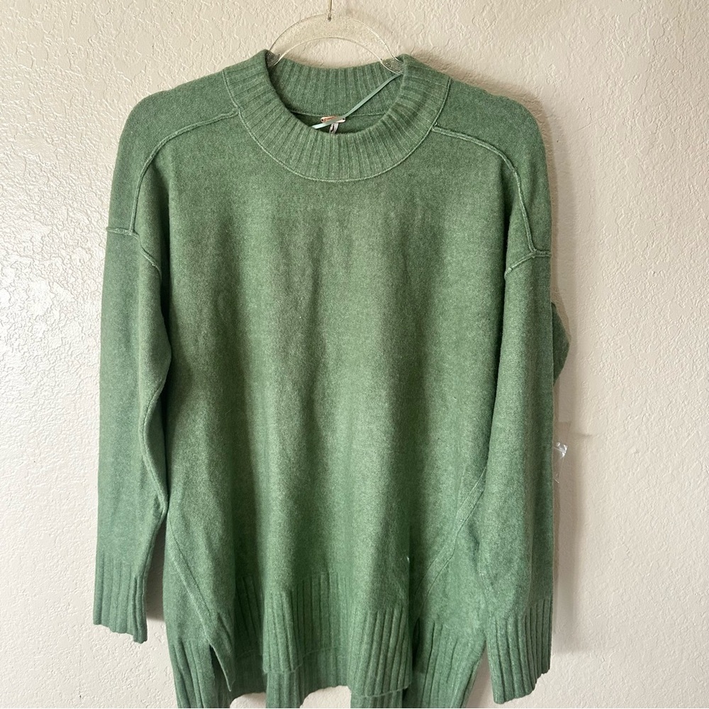 New Free People Phoebe High-Low Tunic Sweater green size XS - Picture 3 of 9